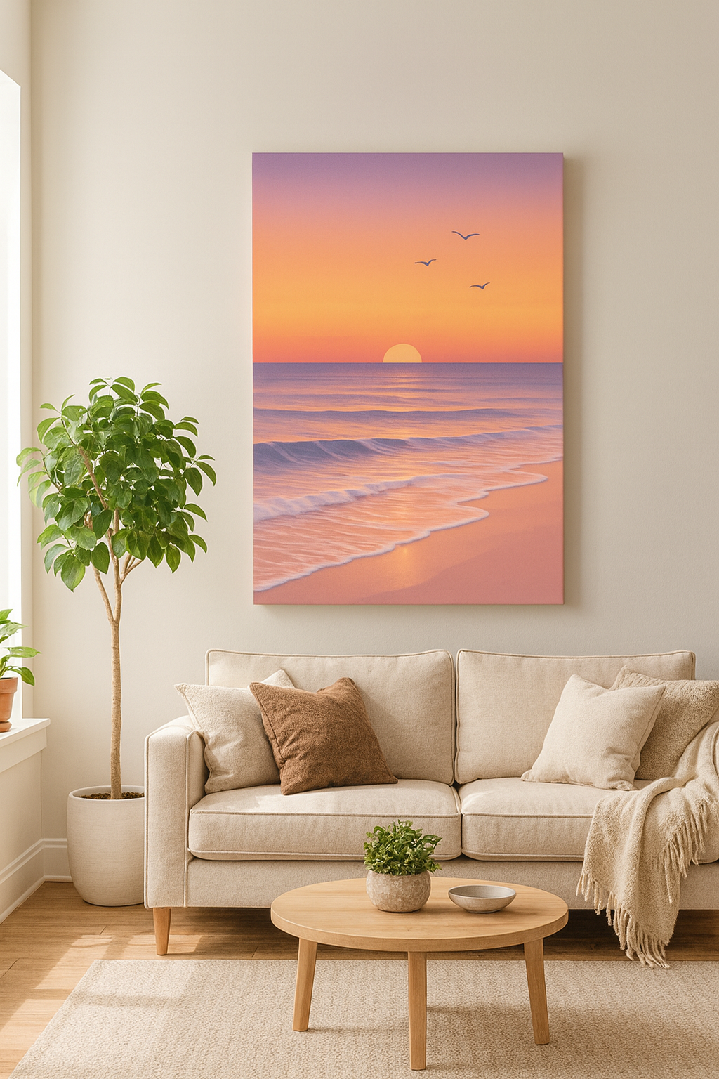 Tranquil Sunset Beach - Wall Poster Canvas - 20 X 30 Inches