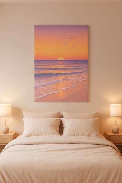 Tranquil Sunset Beach - Wall Poster Canvas - 20 X 30 Inches