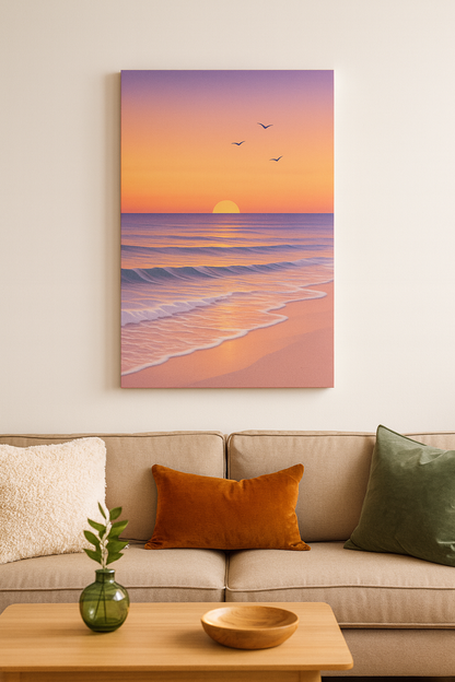 Tranquil Sunset Beach - Wall Poster Canvas - 20 X 30 Inches